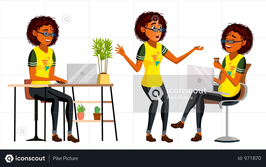 African Black Business Woman Character  Illustration