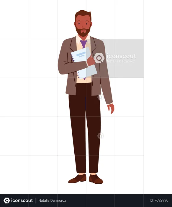 African businessman holding report  Illustration