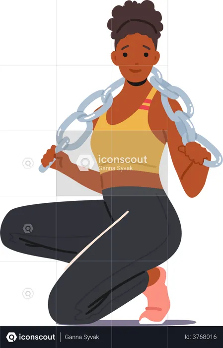 African Female Sitting with Chain on Shoulders  Illustration