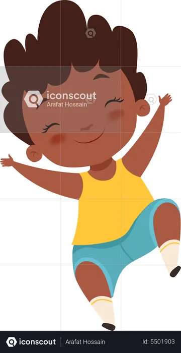 African Kid Jumping In Air  Illustration