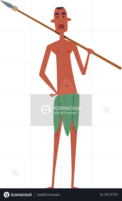 African Man holding spear  Illustration