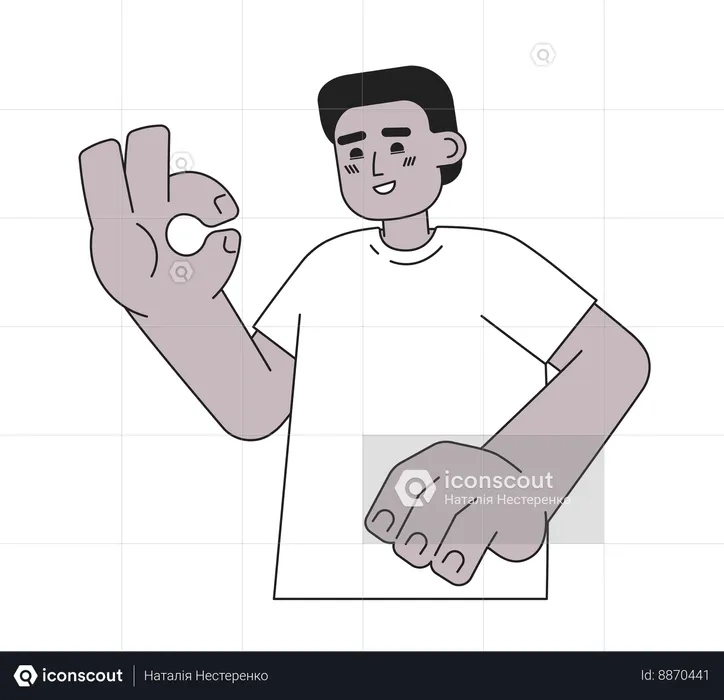 African man showing all well  Illustration