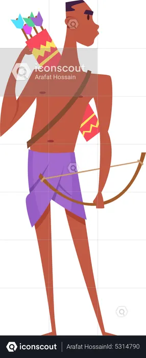 African man with bow and arrow  Illustration