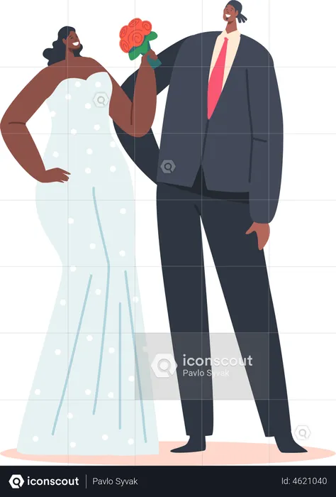 African Married Couple  Illustration