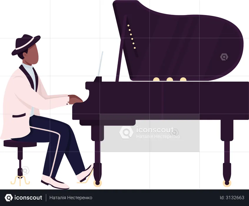 African piano player  Illustration