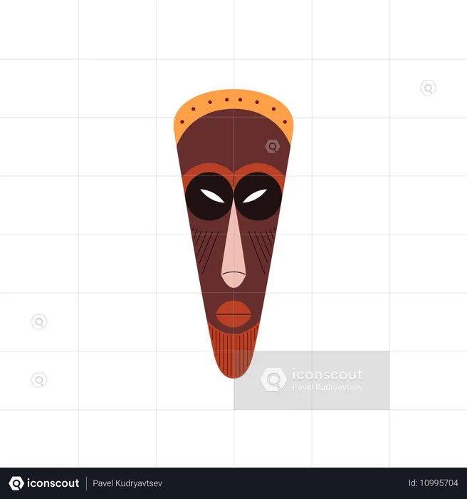 African tribal mask brown ornament  Illustration