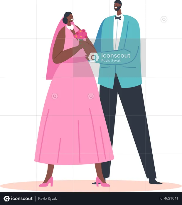 African Wedding Couple  Illustration