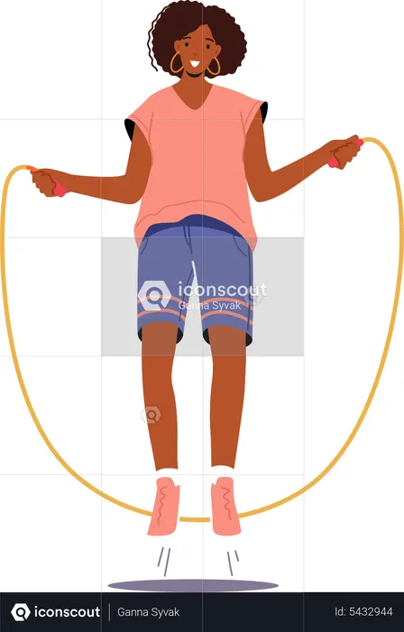 African Woman Jump Rope  Illustration