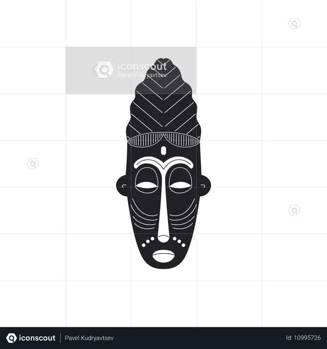 Afrikanische geschnitzte Holzmaske mit Ornament  Illustration