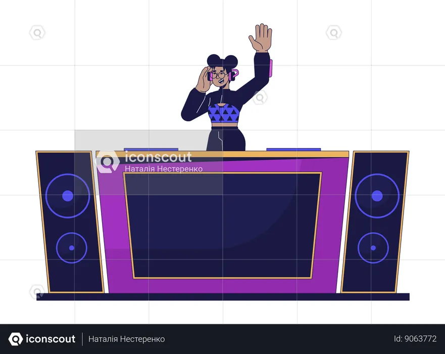 Dj afro-américain à la console  Illustration