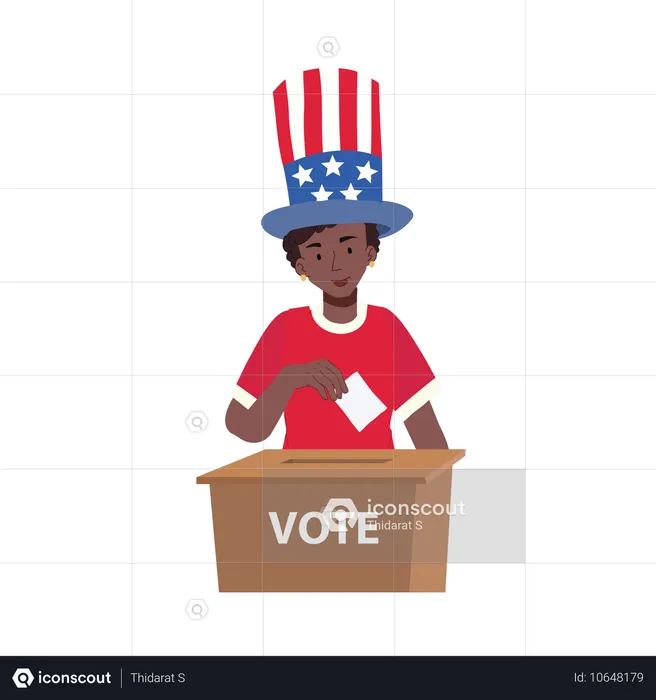 Afroamerikanische Frau bei der Stimmabgabe an der US-Wahlurne  Illustration