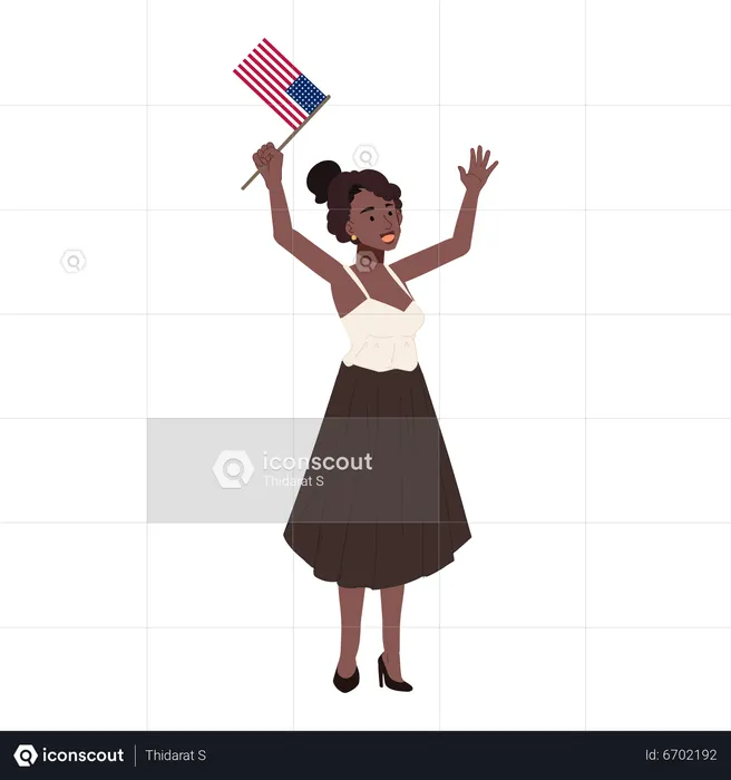 Afroamerikanische Frau mit amerikanischer Flagge  Illustration