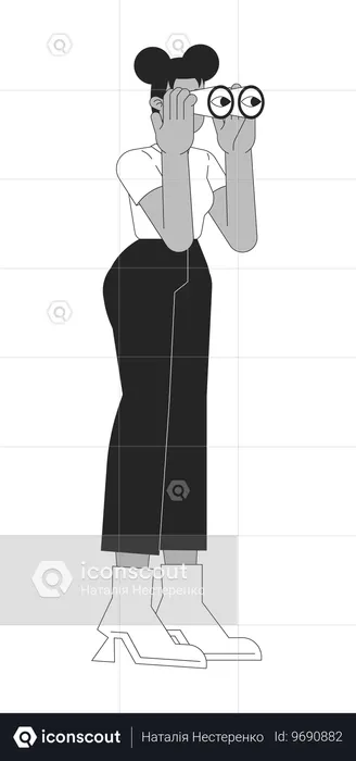 Afroamerikanische Frau mit Fernglas  Illustration