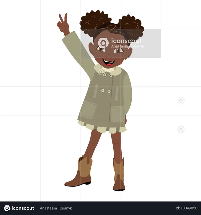 Afroamerikanische Mädchen tragen Mantel und Stiefel  Illustration