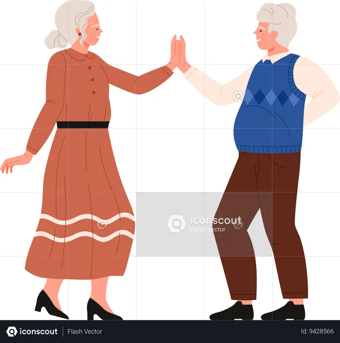 Aged couple dancing  Illustration