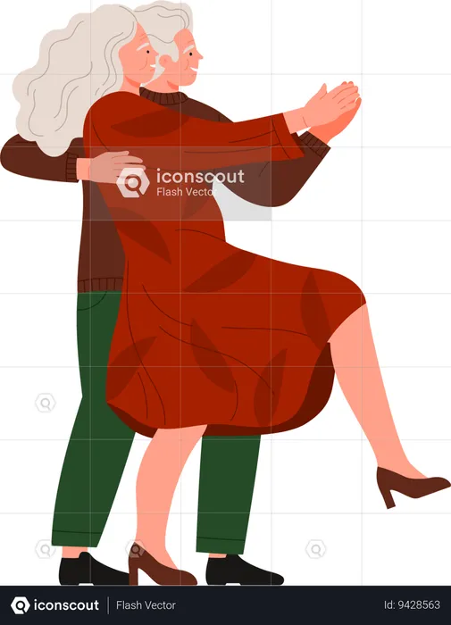 Aged couple dancing  Illustration