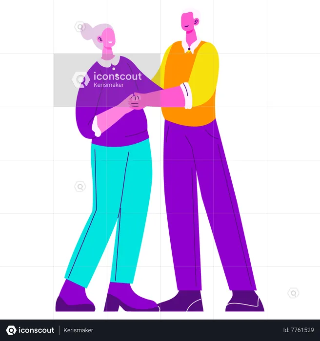 Aged couple dancing together  Illustration