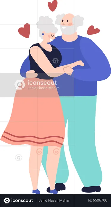 Aged couple in love  Illustration