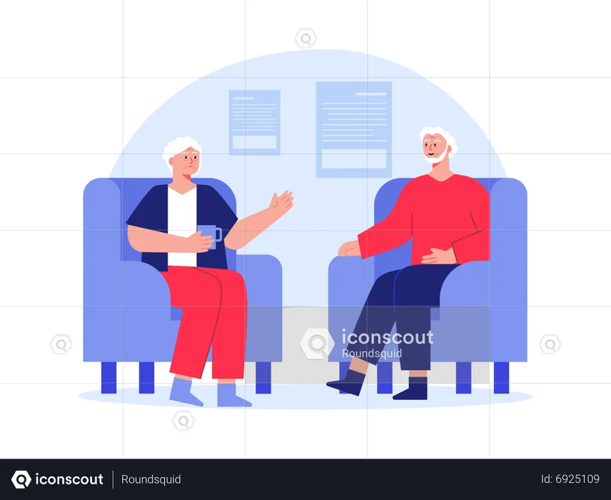 Aged couple talking with each other  Illustration
