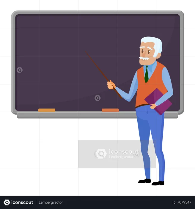 Aged male teacher teaching in class  Illustration