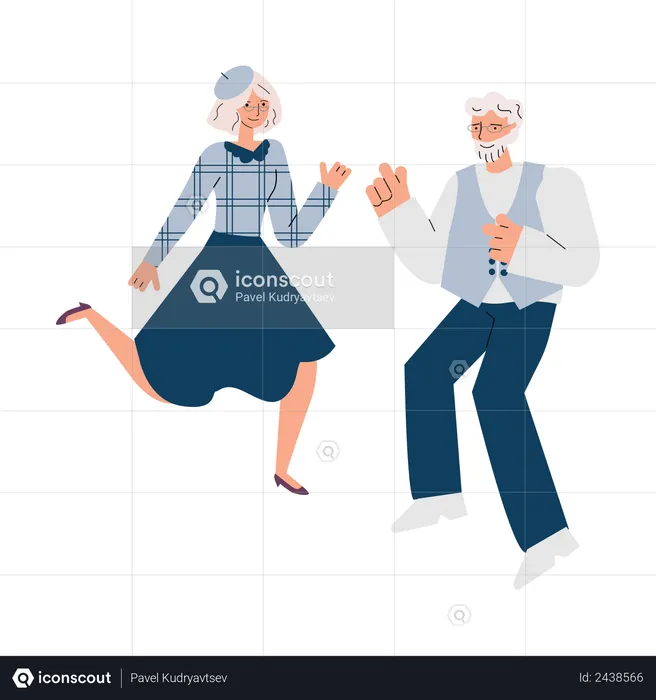 Aged man and woman dancing  Illustration