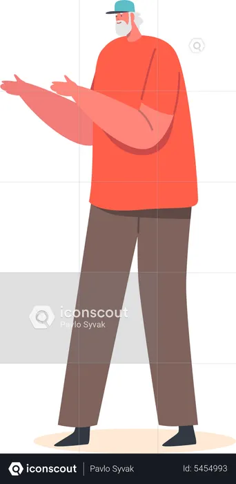 Aged man standing  Illustration