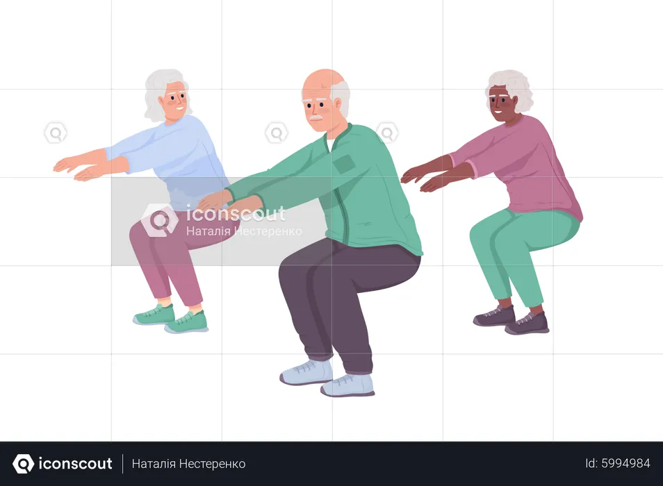 Aged people doing exercise  Illustration