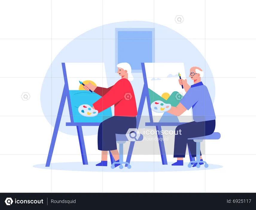 Aged people drawing  Illustration