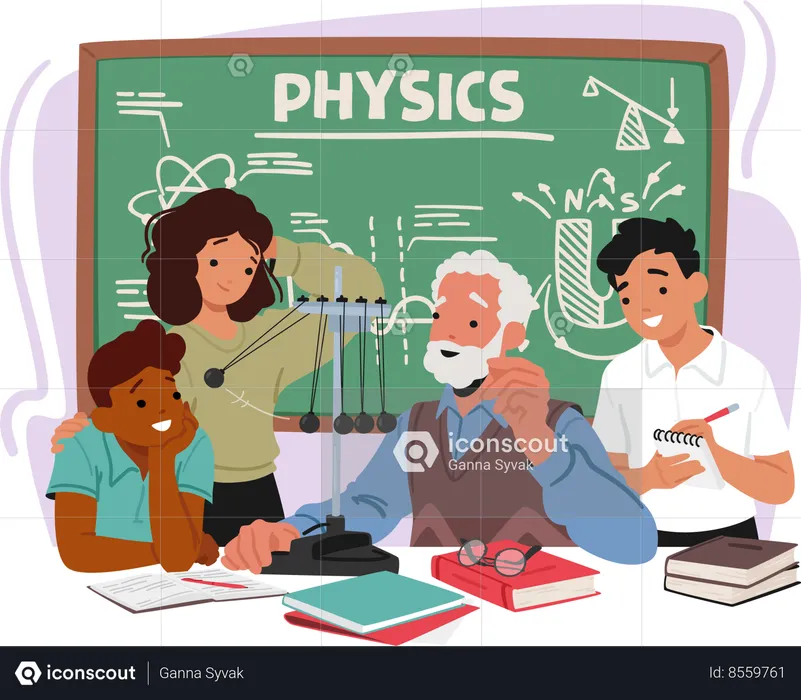 Aged Physics Teacher Character  Illustration