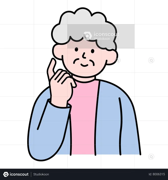 Aged Woman Curious  Illustration