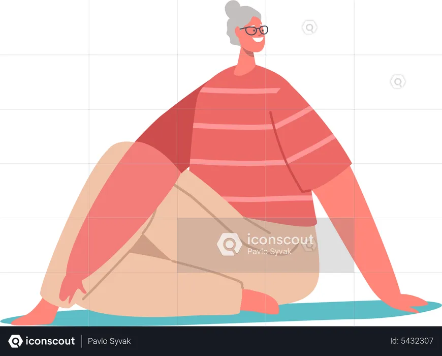 Aged woman doing Yoga Practice  Illustration