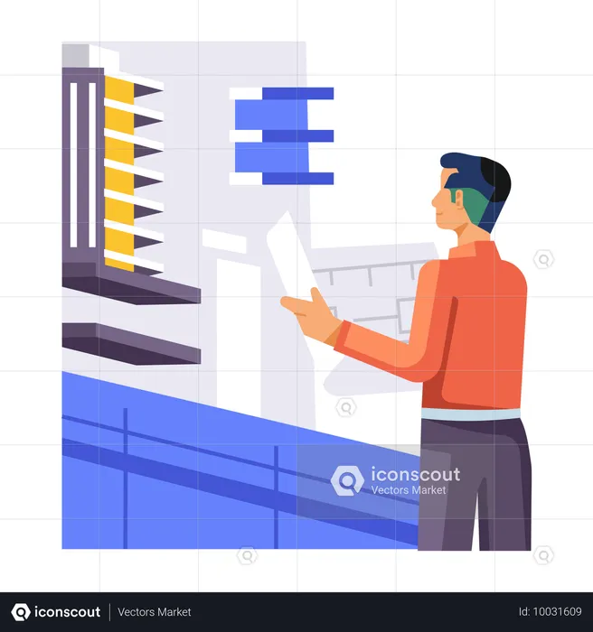 Agent analysiert Diagramm zur Immobilienwertanalyse  Illustration