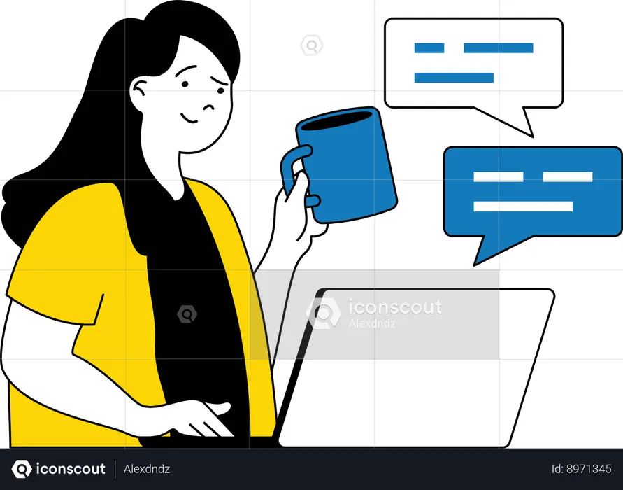 Agent assisting customers online  Illustration