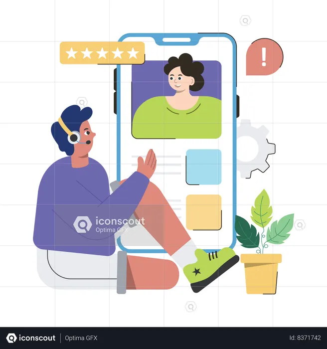 Agent is responding to customers queries  Illustration