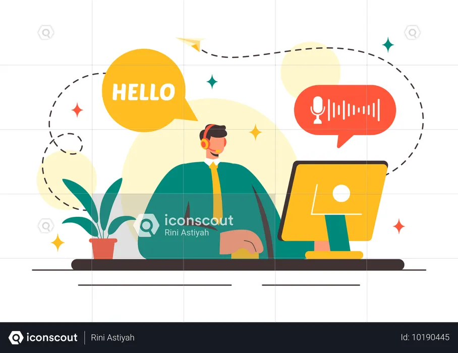 에이전트는 사용자에게 VOIP 서비스를 제공합니다.  일러스트레이션