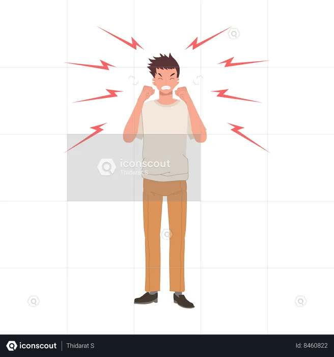 Aggressive man standing  Illustration