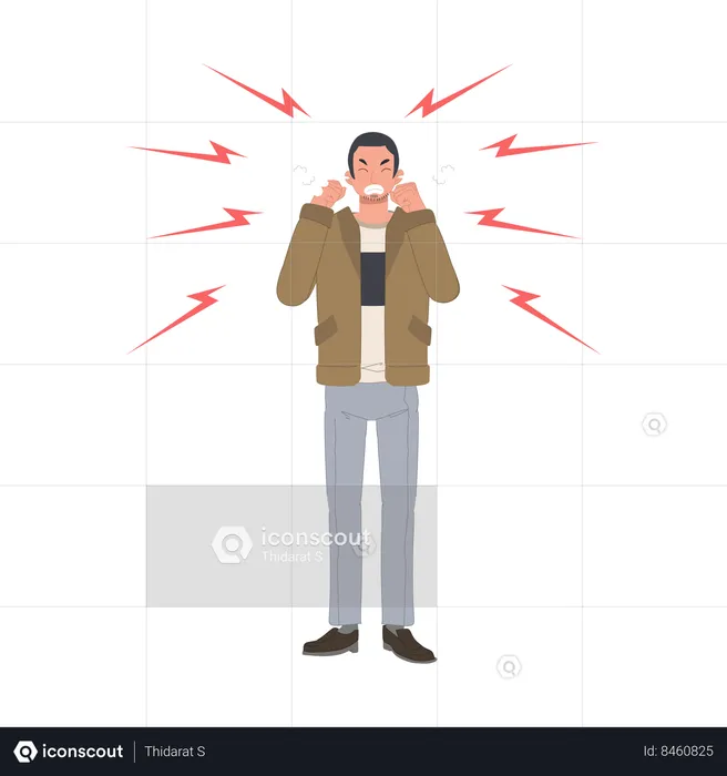 Aggressive man standing  Illustration