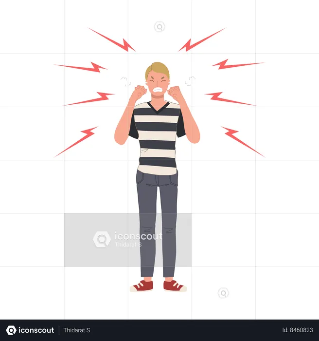 Aggressive man standing  Illustration