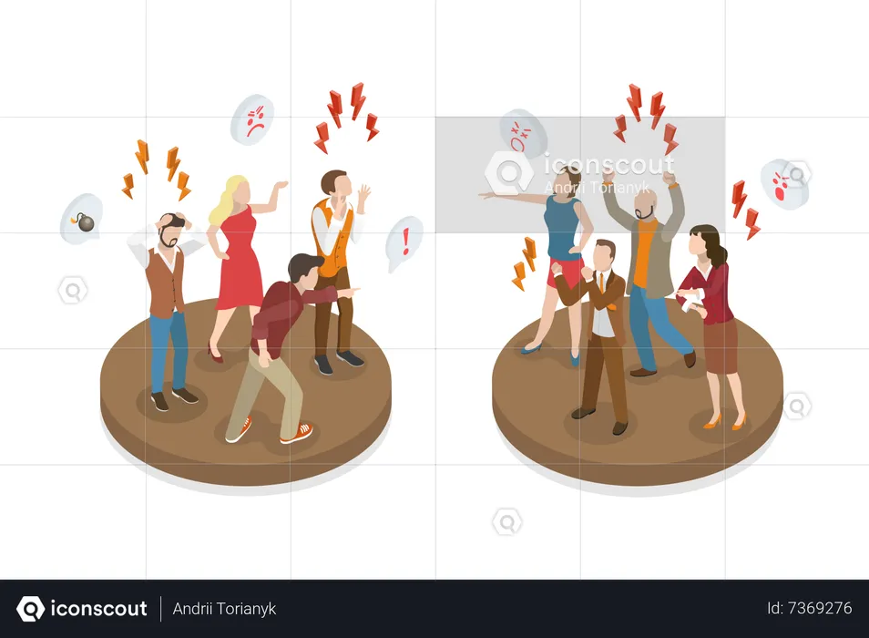 Aggressive People Yelling at Each Other  Illustration