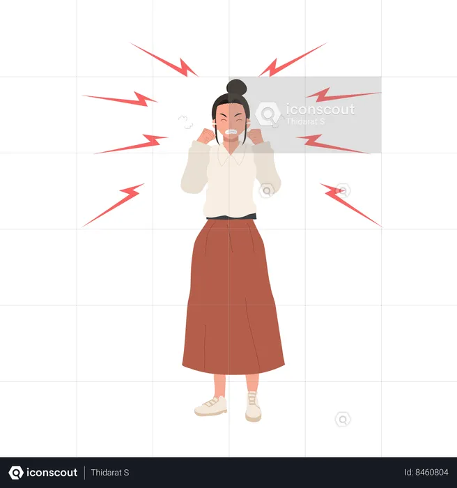 Aggressive woman standing  Illustration