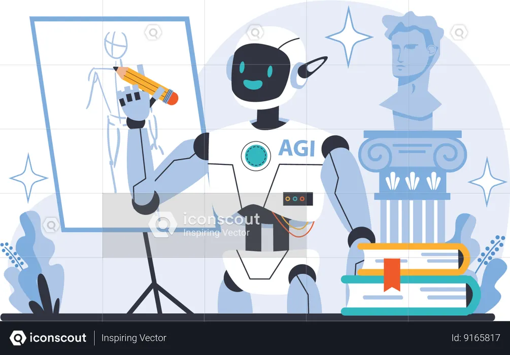 AGI Robot making painting  Illustration