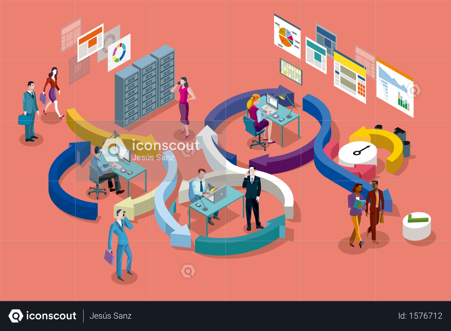 Best Premium Agile development workflow method Illustration download in ...