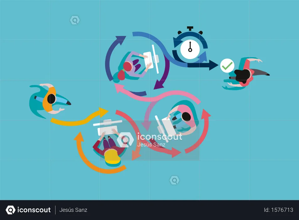 Agile Entwicklungs-Workflow-Methode  Illustration