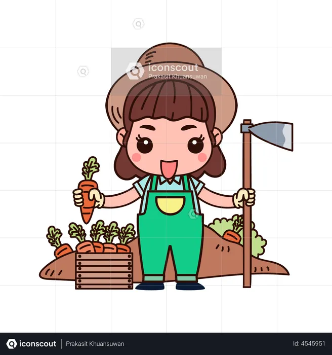 Agriculteur avec boîte de carottes  Illustration