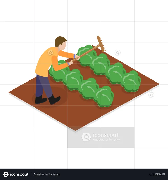 Agriculteur travaillant dans une ferme  Illustration