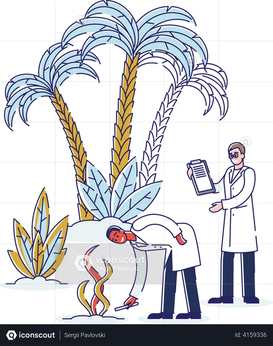 Agriculture research and testing done by specialists  Illustration
