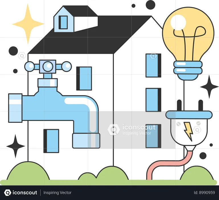 Energia hídrica e energia renovável  Ilustração