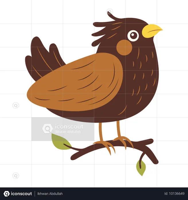Águia fofa no galho da árvore  Ilustração