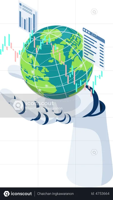 Ai Artificial Intelligence Analysis Stock Market Data Around The World  Illustration