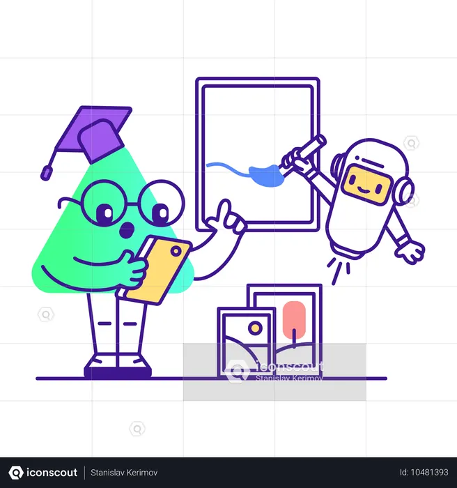 Un robot IA crée de l'art numérique  Illustration